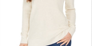 Charter Club Women's Lurex V Neck Sweater Brown Size Small