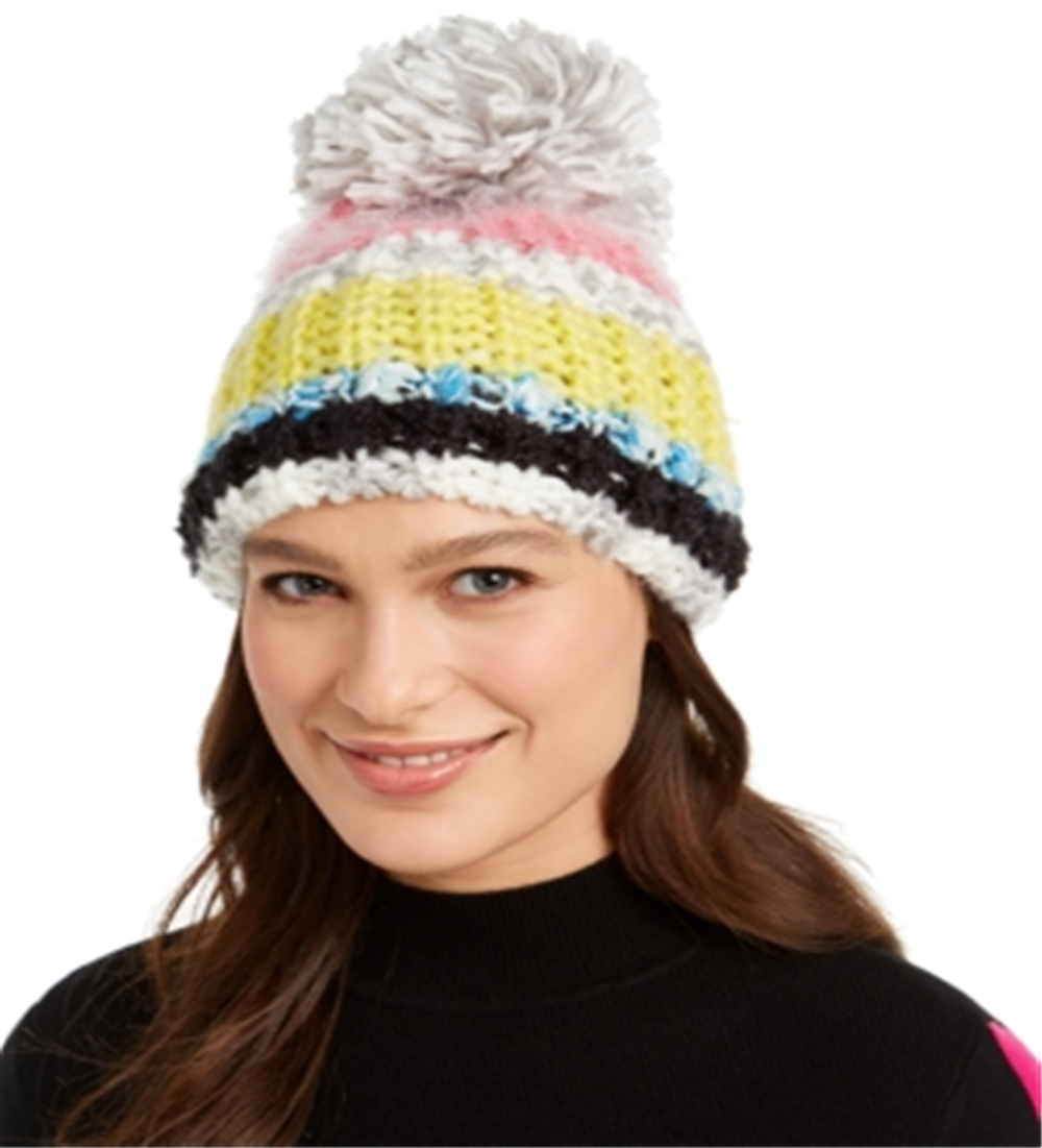 INC International Concepts Women's Colorblocked Mega Pom Beanie White One Size