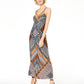 INC Women's Printed Sleeveless V Neck Maxi Sheath Dress Black  Size XL
