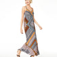 INC Women's Printed Sleeveless V Neck Maxi Sheath Dress Black  Size XL