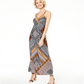 INC Women's Printed Sleeveless V Neck Maxi Sheath Dress Black  Size XL