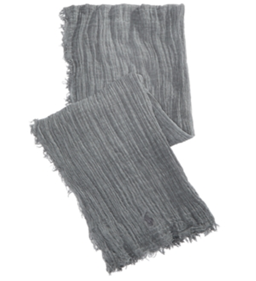 Ralph Lauren Men's Rectangle Scarf Cotton Crinkled Gray Size REG