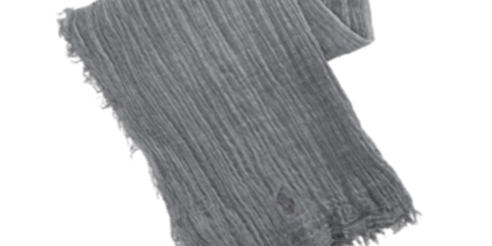 Ralph Lauren Men's Rectangle Scarf Cotton Crinkled Gray Size REG