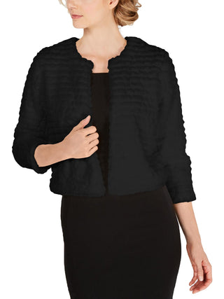Calvin Klein Women's Faux Fur Shrug Black Size Petite Medium