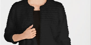 Calvin Klein Women's Faux Fur Shrug Black Size Petite Medium
