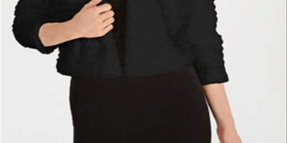 Calvin Klein Women's Faux Fur Shrug Black Size Petite Medium