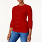 Karen Scott Women's Bead-Button Cardigan  Cherry Red Size XS