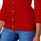 Karen Scott Women's Bead-Button Cardigan  Cherry Red Size XS