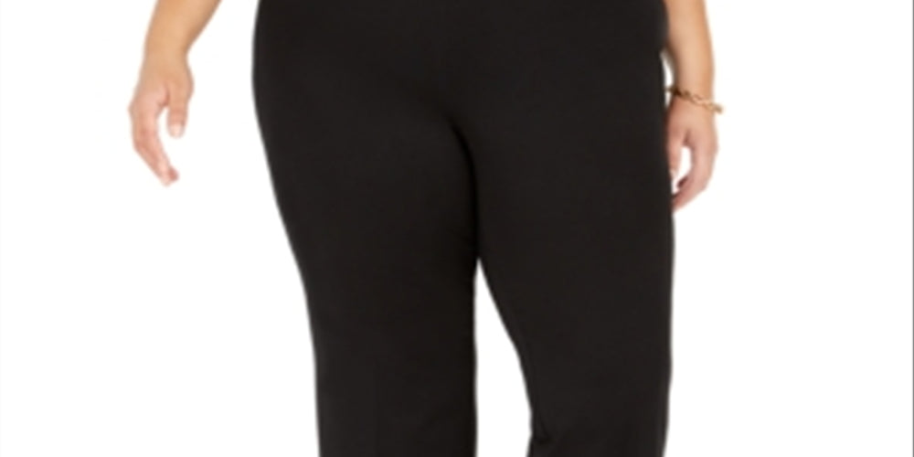 Kasper Women's Plus Size Pull-on Compression-Waist Pants Black Size 14w