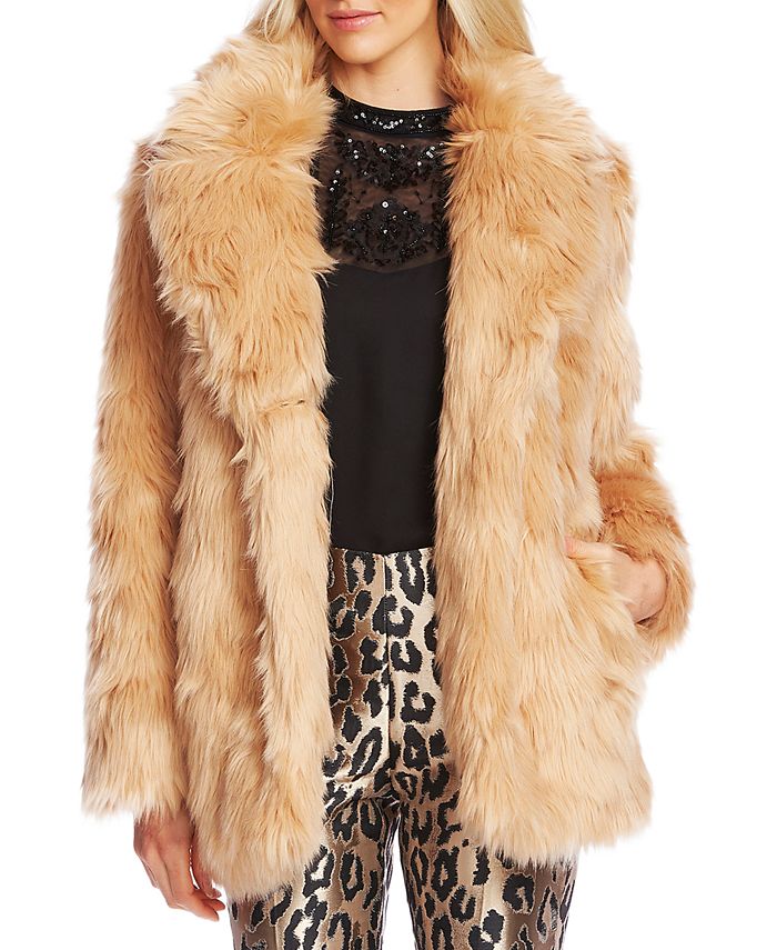 Vince Camuto Women's Shaggy Faux Fur Coat Brown Size XS