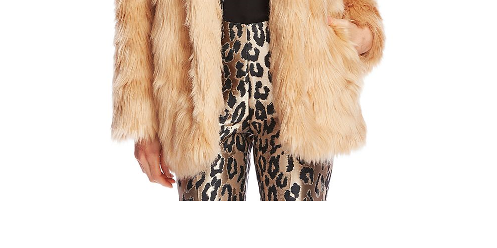 Vince Camuto Women's Shaggy Faux Fur Coat Brown Size XS