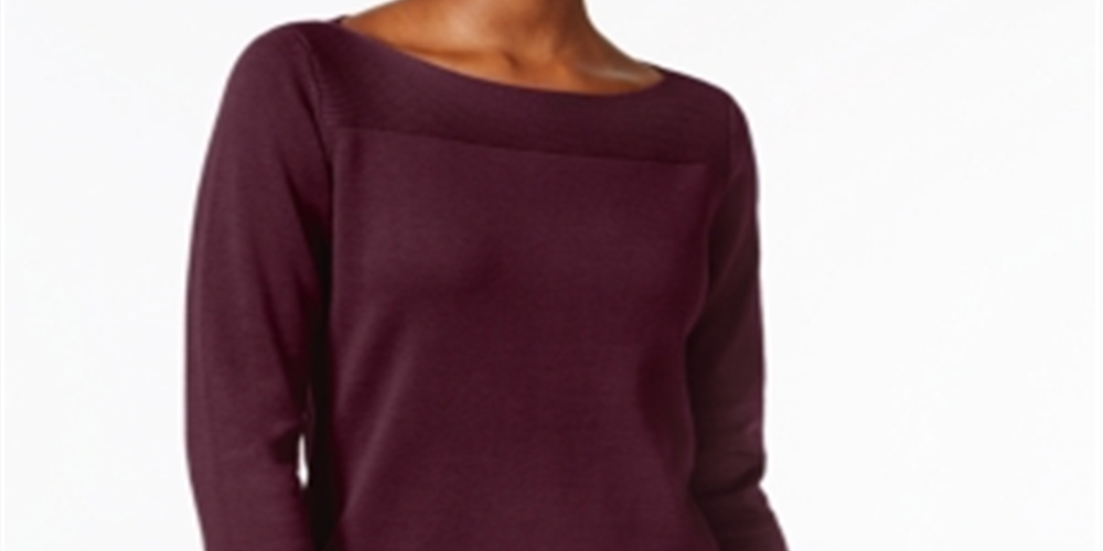 Karen Scott Women's Boat-Neck  Sweater Wine Size Small