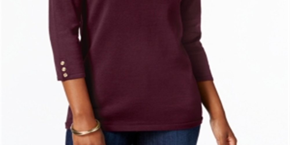 Karen Scott Women's Boat-Neck  Sweater Wine Size Small