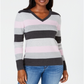 Karen Scott Women's Colorblocked V-Neck Cotton Sweater Purple Size 2XL