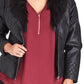 City Chic Women's Plus Panther Pleather Faux Fur Collar Jacket -Black Size S