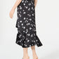 ALFANI Women's  Floral Below the Knee Hi-Lo Skirt  Black Size 8