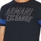 AX Armani Exchange Men's Varsity Stencil Ax Logo Striped Sleeve T-Shirt Blue Size Large