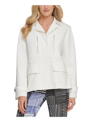 DKNY Women's Jacket  Button-Front Utility Ivory Size Large
