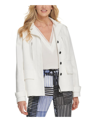 DKNY Women's Jacket  Button-Front Utility Ivory Size Large