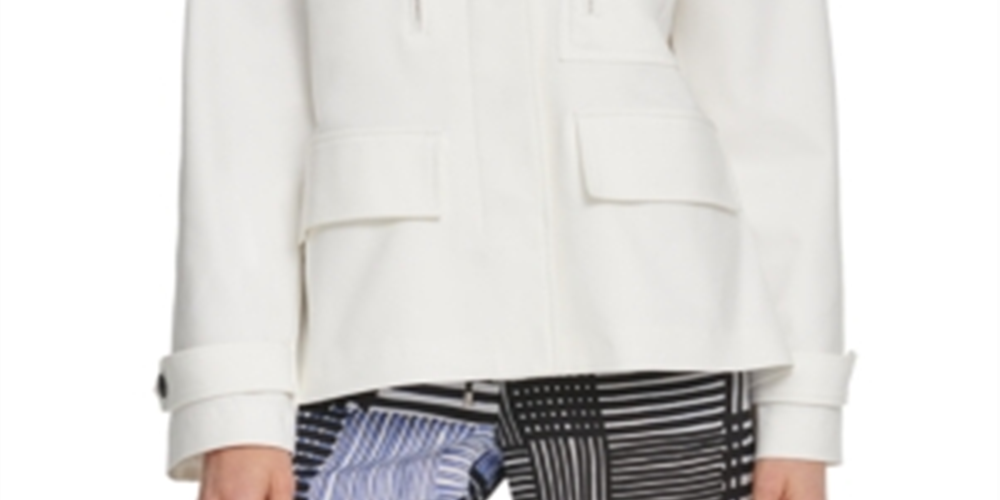 DKNY Women's Jacket  Button-Front Utility Ivory Size Large