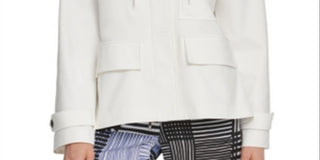 DKNY Women's Jacket  Button-Front Utility Ivory Size Large