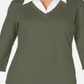Karen Scott Women's Layered Look Cotton Top Green Size -S