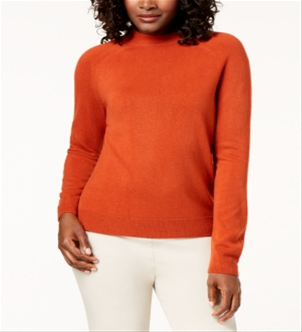 Karen Scott Women's Zip-Back Mock-Neck Sweater  Red Size 2XL