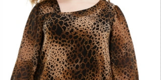 Alfani Plus Size Animal-Print Asymmetrical-Neck Top Animal-Print, Black Size 2X