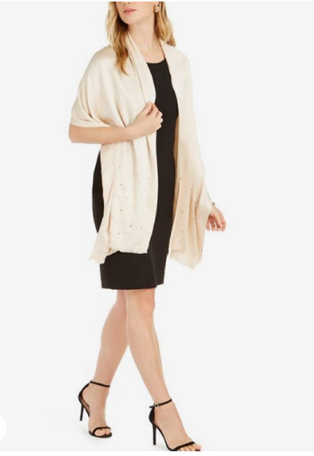 INC Women's Confetti Gemstone Pashmina Scarf Bel Vedere Cream One Size