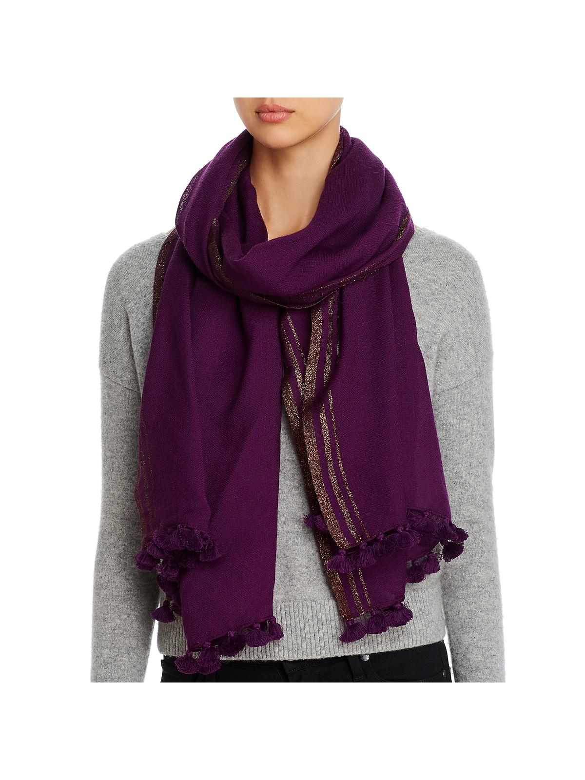 Eileen Fisher Women's Wool Blend Metallic Rectangle Scarf  Purple One Size