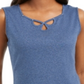 Karen Scott Women's Triple-Keyhole Studded Tank Top  Blue Size Medium