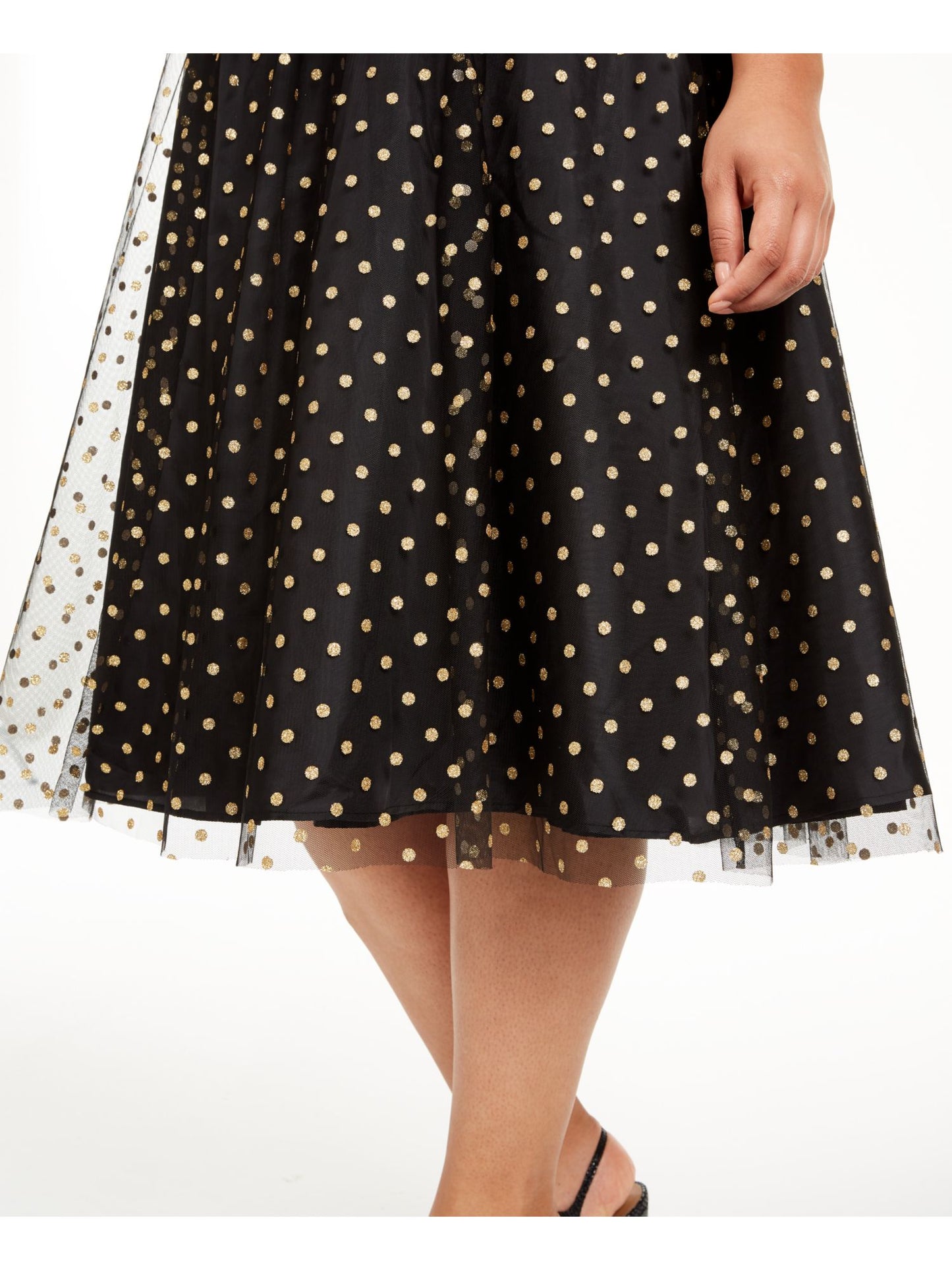 Calvin Klein Women's Plus Clip Dot Fit Flare Dress Black Size14W