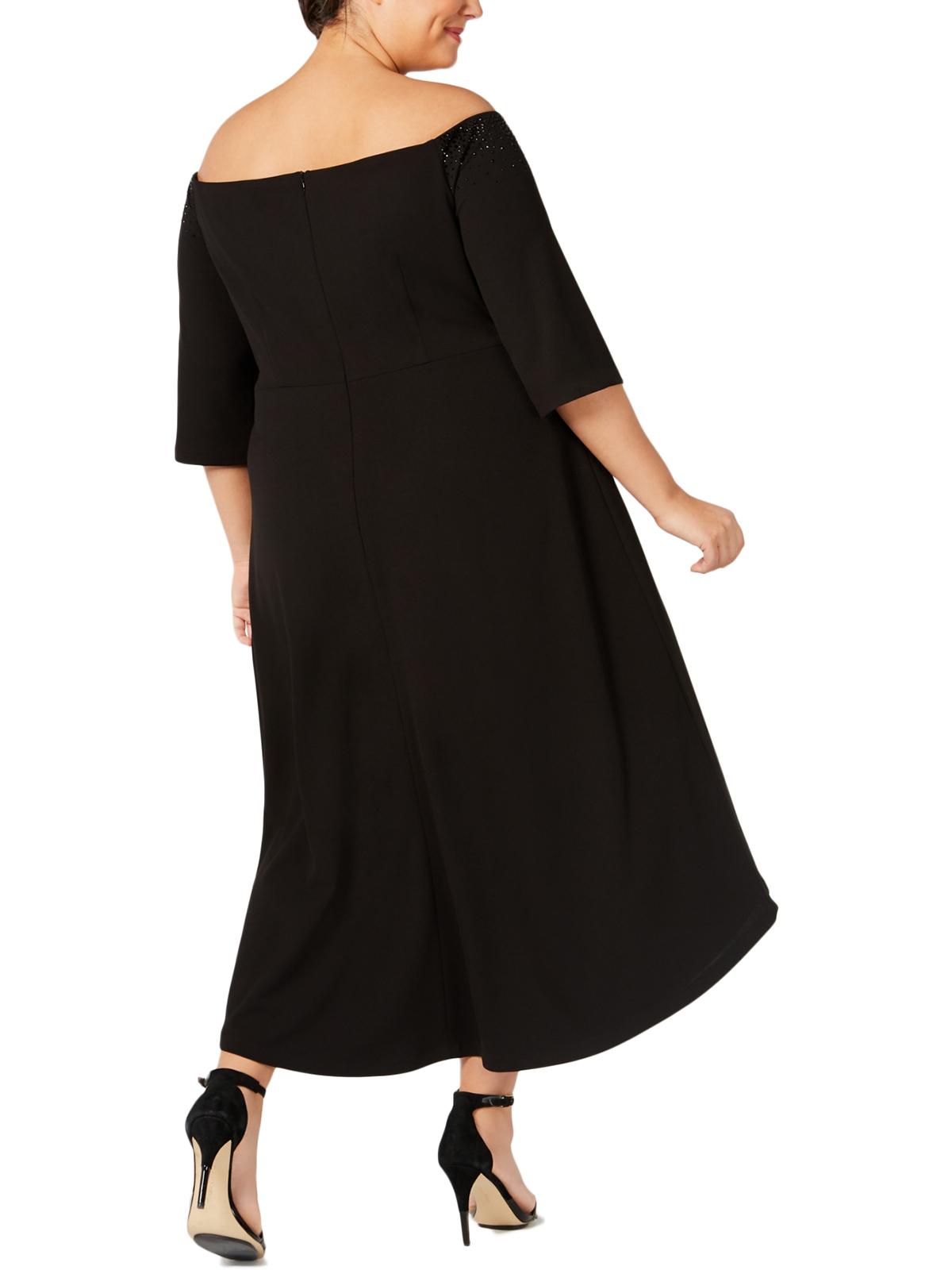 Calvin Klein Women's Plus Embellished Off The Shoulder Formal Dress Black Size 22W