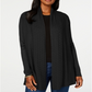 Karen Scott Women's Petite Pointelle-Collar Cardigan  Black Size Petite S