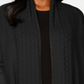 Karen Scott Women's Petite Pointelle-Collar Cardigan  Black Size Petite S