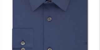 Calvin Klein Men's Classic Regular Fit Stretch Flex Collar Solid Dress Shirt Blue Size 17x36-37