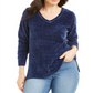Karen Scott Women's V Neck Chenille Sweater Blue Size Petite L