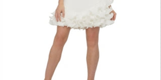 Guess Women's  Pleated Sleeveless Halter Short Ruffled Dress Size White Size 10