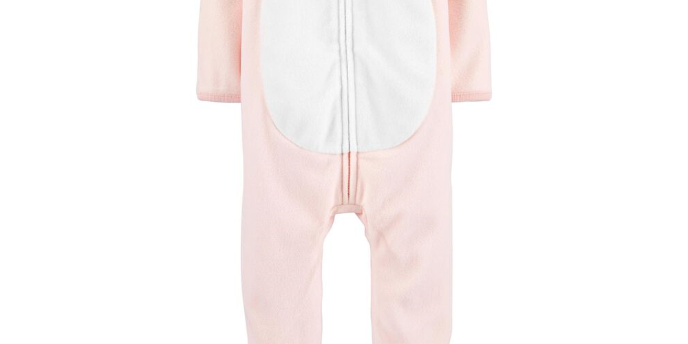 Carter's Girls' Jumpsuits Pink - Pink & Gray Floral Bear Ears Hooded Fleece Playsuit Infant Pink Size 12MOS