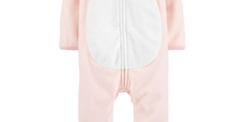 Carter's Girls' Jumpsuits Pink - Pink & Gray Floral Bear Ears Hooded Fleece Playsuit Infant Pink Size 12MOS
