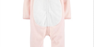 Carter's Girls' Jumpsuits Pink - Pink & Gray Floral Bear Ears Hooded Fleece Playsuit Infant Pink Size 12MOS