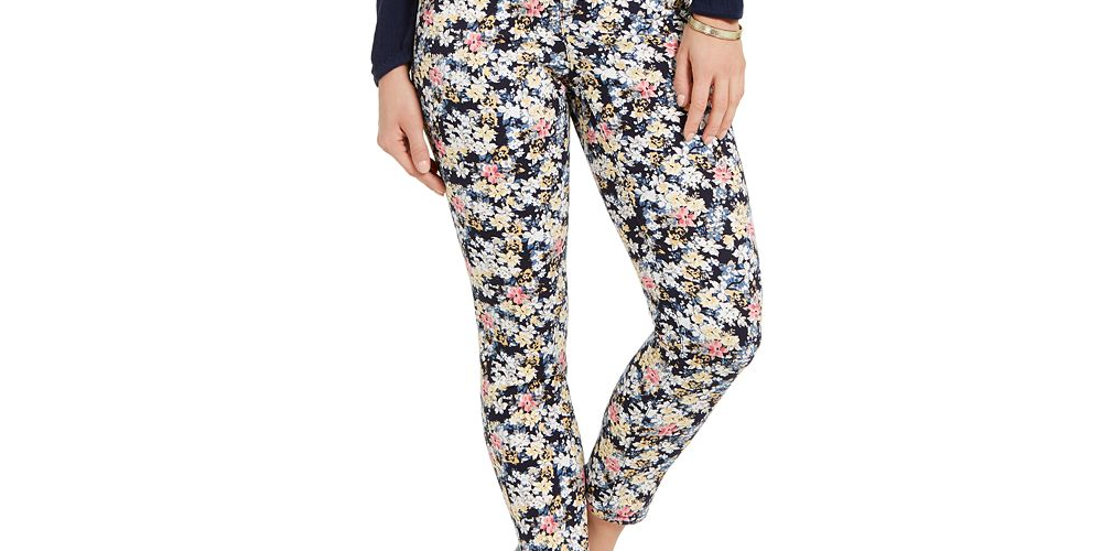 Charter Club Petite Floral Printed Bristol Skinny Ankle Jeans Black Size 2P