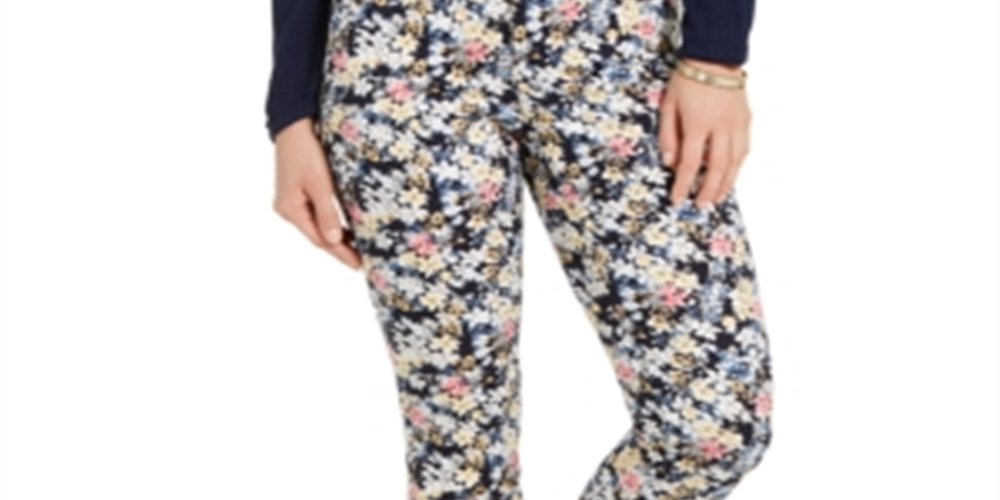 Charter Club Petite Floral Printed Bristol Skinny Ankle Jeans Black Size 2P