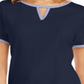 Karen Scott Women's Contrast Trim Keyhole Top Blue Size Small