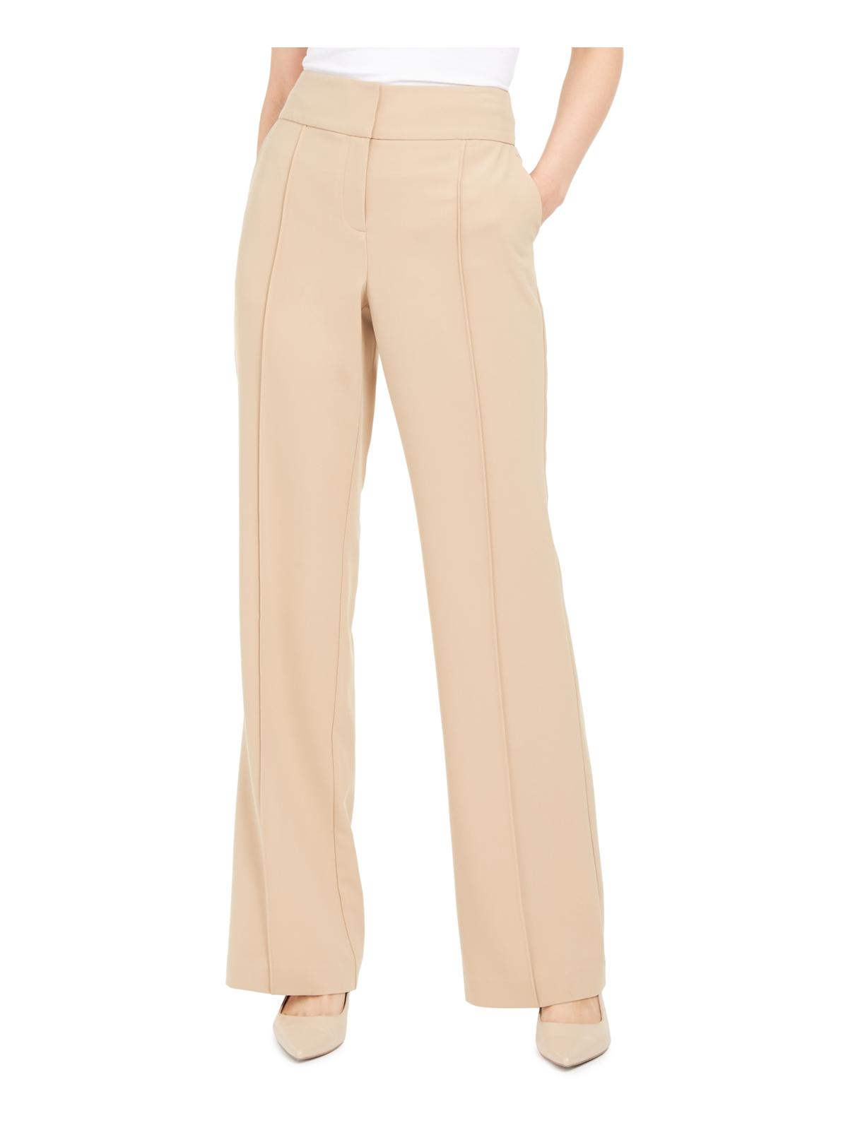 Alfani Women's Pintuck High Rise Pants Brown Size 4