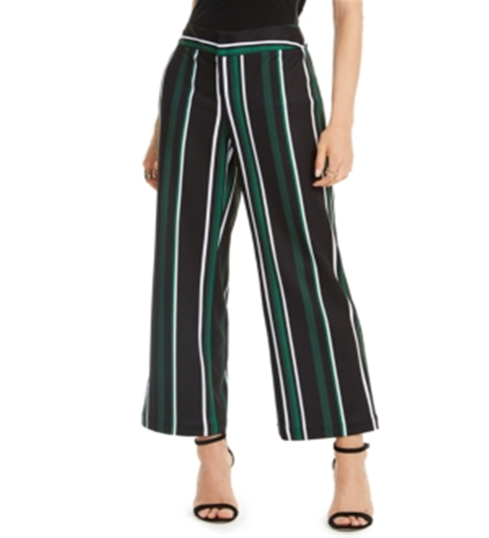 INC Women's Petite Striped Wide-Leg Pants   Mix Match Stripe Black Size 2 P