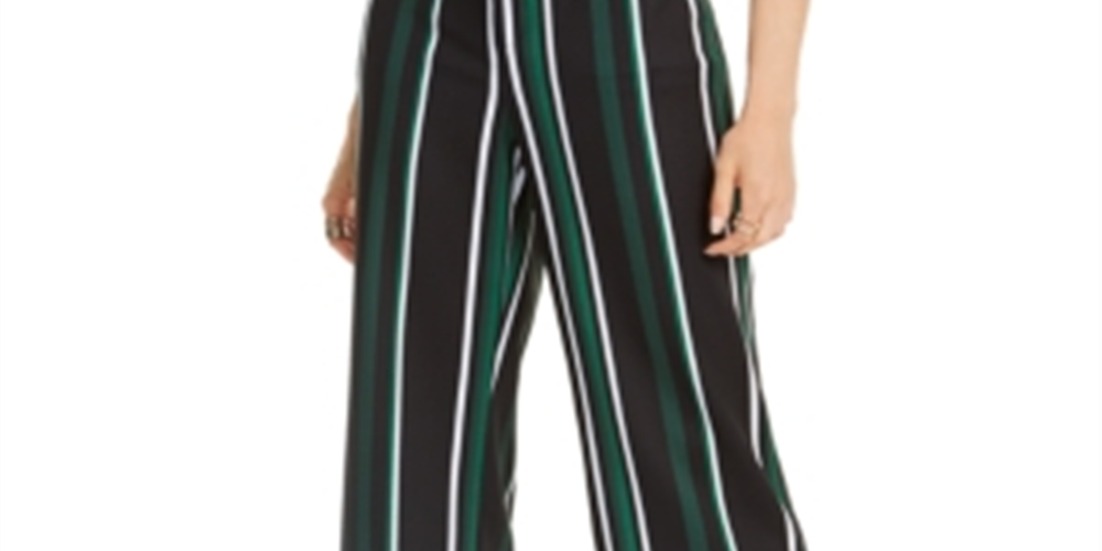 INC Women's Petite Striped Wide-Leg Pants   Mix Match Stripe Black Size 2 P