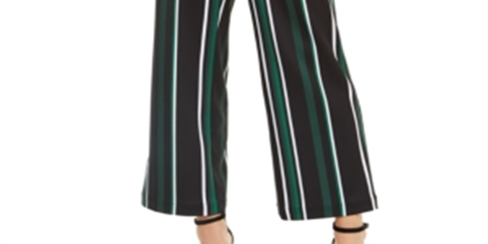 INC Women's Petite Striped Wide-Leg Pants   Mix Match Stripe Black Size 2 P