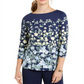 Charter Club Women's Floral-Print Boat-Neck Top  Blue Size Small