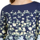 Charter Club Women's Floral-Print Boat-Neck Top  Blue Size Small